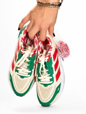 adidas Women's Cream Green Red Running Sneakers